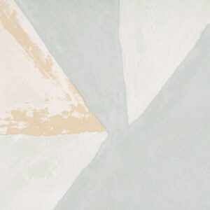 Abstract patroon met zachte beige, witte en lichtgrijze vlakken uit het Elitis-behang Composite TP 330 01 uit de Voile de papier collectie.