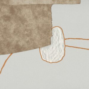 Abstracte close-up van Elitis behang Cuzco TP 332 02 met textuur uit de Voile de papier collectie in beige, wit en oranje tinten.