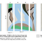 Abstract, panoramisch Elitis-behang Cyclades TP 308 01 in vier kleurrijke stroken van elk 70 cm breed.