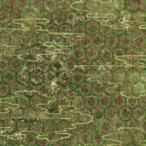 Groen Elitis-behang De Lac en Lac TP 285 02 met een patroon van zeshoekige vormen en florale motieven.