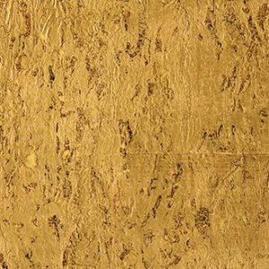 Goudkleurig Elitis-behang uit de Eclat-serie met een grove, textuurrijke afwerking (model RM 631 96).