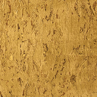 Goudkleurig Elitis-behang uit de Eclat-serie met een grove, textuurrijke afwerking (model RM 631 96).