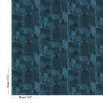 Abstract blauwgroen patroon op Elitis-behang Espiritu met geometrische vormen.