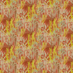 Elitis-behang Flower Power Algues TP 303 02 met een kleurrijk patroon van abstracte planten in geel, groen en roodtinten.