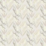 Behangpatroon Elitis Flower Power Fleur de Lune TP 305 01 met gestileerde florale motieven in zachte beige- en grijstinten.