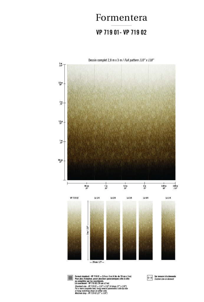 Voorbeeld van het Elitis-behang Formentera Alegria VP 719 01 met een verticaal kleurverloop van licht naar donker.