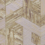 Elitis behang Formentera Juego de paja VP 717 04 met een geometrisch patroon van stro in natuurlijke beige- en bruintinten.