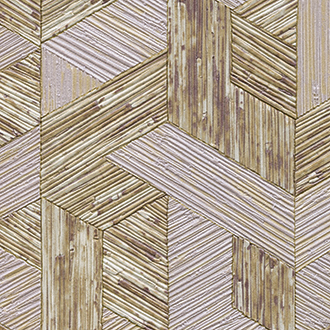 Elitis behang Formentera Juego de paja VP 717 04 met een geometrisch patroon van stro in natuurlijke beige- en bruintinten.