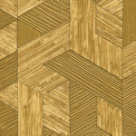 Geometrisch Elitis-behang uit de Formentera-collectie met een patroon van gevlochten stro in aardetinten.