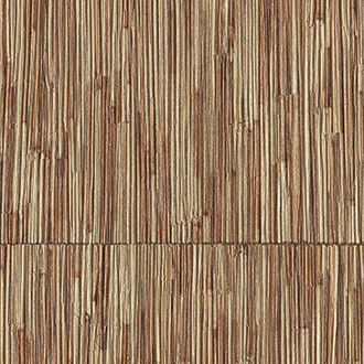 Natuurlijke behangstructuur van Elitis Formentera met verticale stroken in aardetinten.