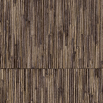 Donkerbruin Elitis-behang uit de Formentera-collectie met een textuur die doet denken aan verticale stroken stro of riet.