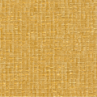 Goudgeel Elitis-behang uit de Glass Nacres VP 640-07 collectie met een textuur van geweven vierkantjes.
