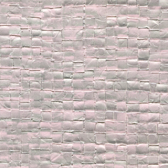 Roze glanzend Elitis-behang Glass Nacres VP 640 14 met een patroon van kleine vierkante texturen.
