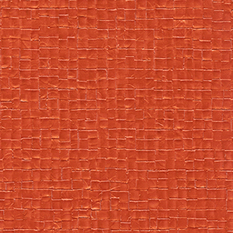 Oranje Elitis-behang uit de Glass Nacres-collectie met een glanzende, geweven textuurstructuur.
