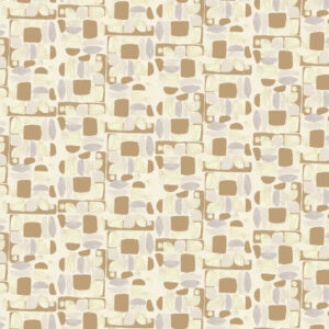 Abstract patroon van Elitis-behang Initiation Chaman TP 315 03 met aardetinten en geometrische vormen.