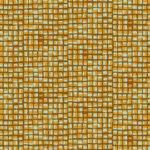 Abstract Elitis-behang Initiation New Age TP 312 02 met een rasterpatroon van okergele lijnen en lichtblauwe vlakken.