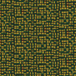 Geometric patroon van het Elitis-behang Initiation New Age TP 312 04 met onregelmatige rechthoeken in geel, groen en subtiele roodaccenten.