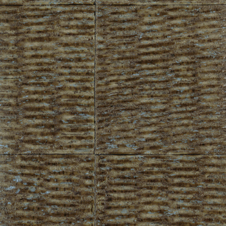 Structuurbehang Elitis Natural Mood VP 915 19 met een geribbeld, natuurlijk ogend patroon in bruin- en blauwtinten.