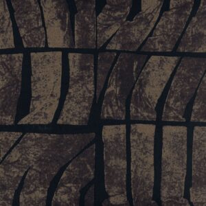 Abstract patroon in bruin- en zwarttinten van het Elitis behang Ondes TP 328 06 uit de Voile de Papier collectie.