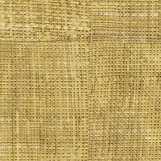 Textuurdetail van Elitis behang Raffia VP 601 20 met geweven, natuurlijke raffiastructuur in een gele tint.