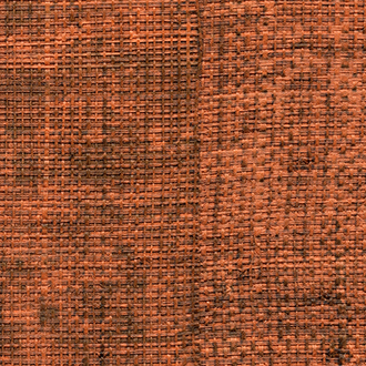 Oranje-bruin Elitis-behang van raffiatextuur met een grove geweven structuur (model VP 601 35).