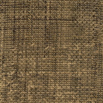 Close-up van Elitis behang Raffia VP 601 71 met een geweven, natuurlijke textuur in bruin- en goudtinten.