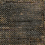 Donkerbruin Elitis Raffia behang met een grove, geweven textuur.