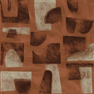 Abstract patroon van bruin en beige Elitis-behang uit de Tutto TP 333 Voile de Papier collectie.