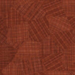Roodbruin Elitis-behangpatroon VP 987 04 met geweven textuureffect in geometrische vormen.