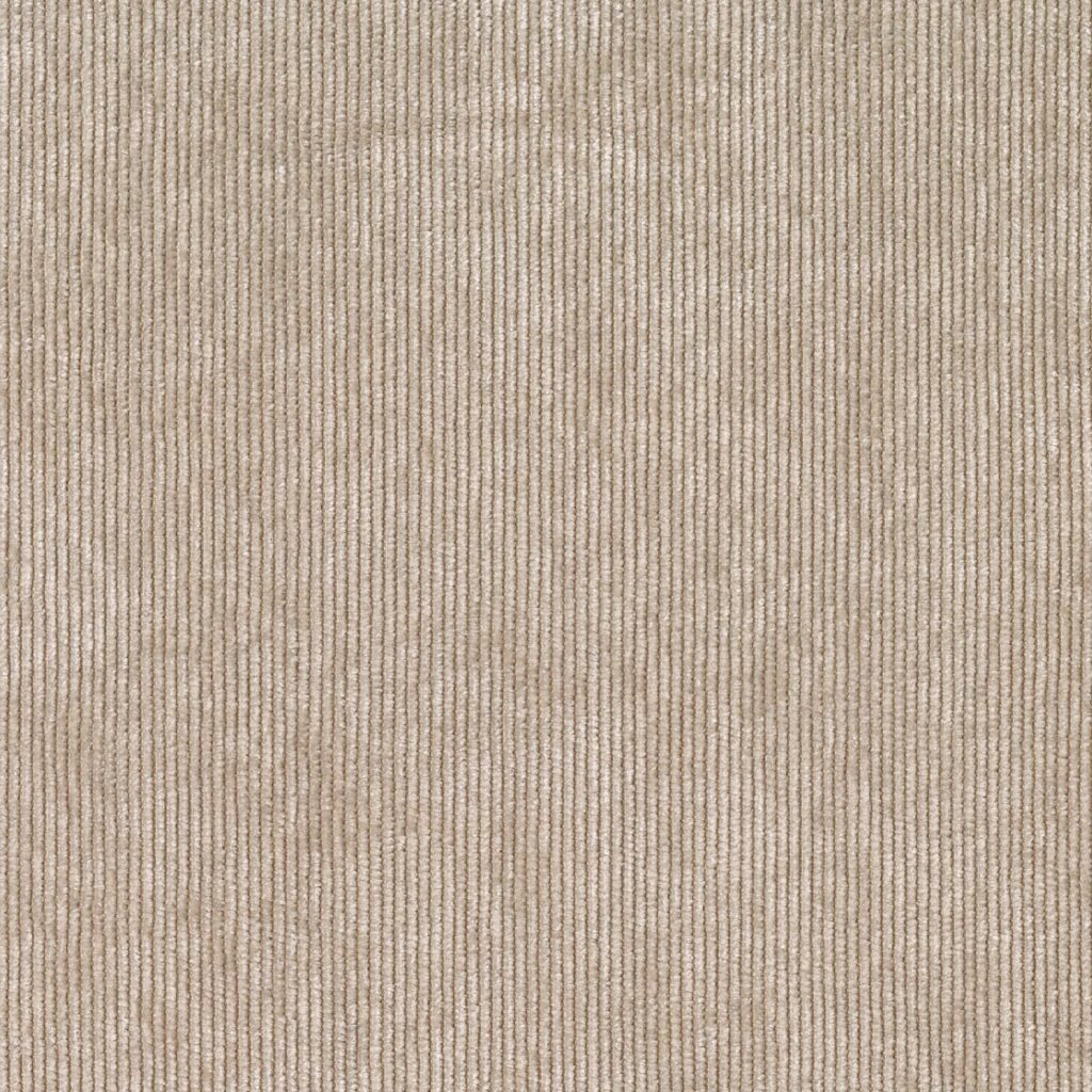 Beige Elitis Alcove behang met een fijne verticale ribbelstructuur.