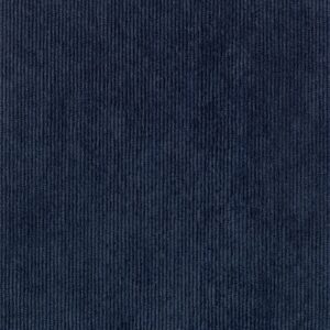 Donkerblauw Elitis Alcove behang met een fijne verticale ribstructuur.