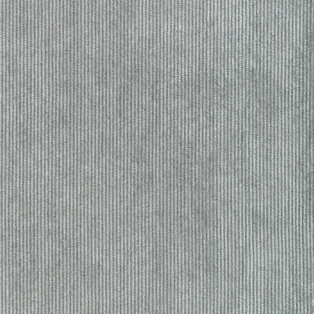 Grijs Elitis Alcove behang met een fijn verticaal geribbeld textuurpatroon.