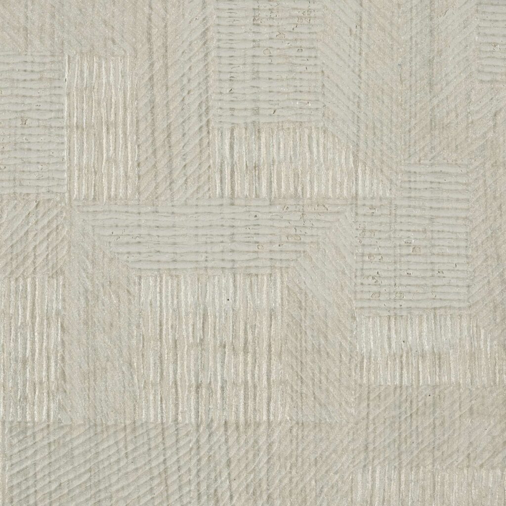 Beige Elitis-behang Bois Sculpte Ramille VP 938 10 met subtiel geometrisch reliëfpatroon.