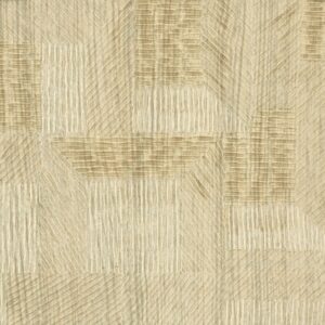 Beige Elitis Bois Sculpté Ramille behang met een reliëf van geometrische houtstructuren.