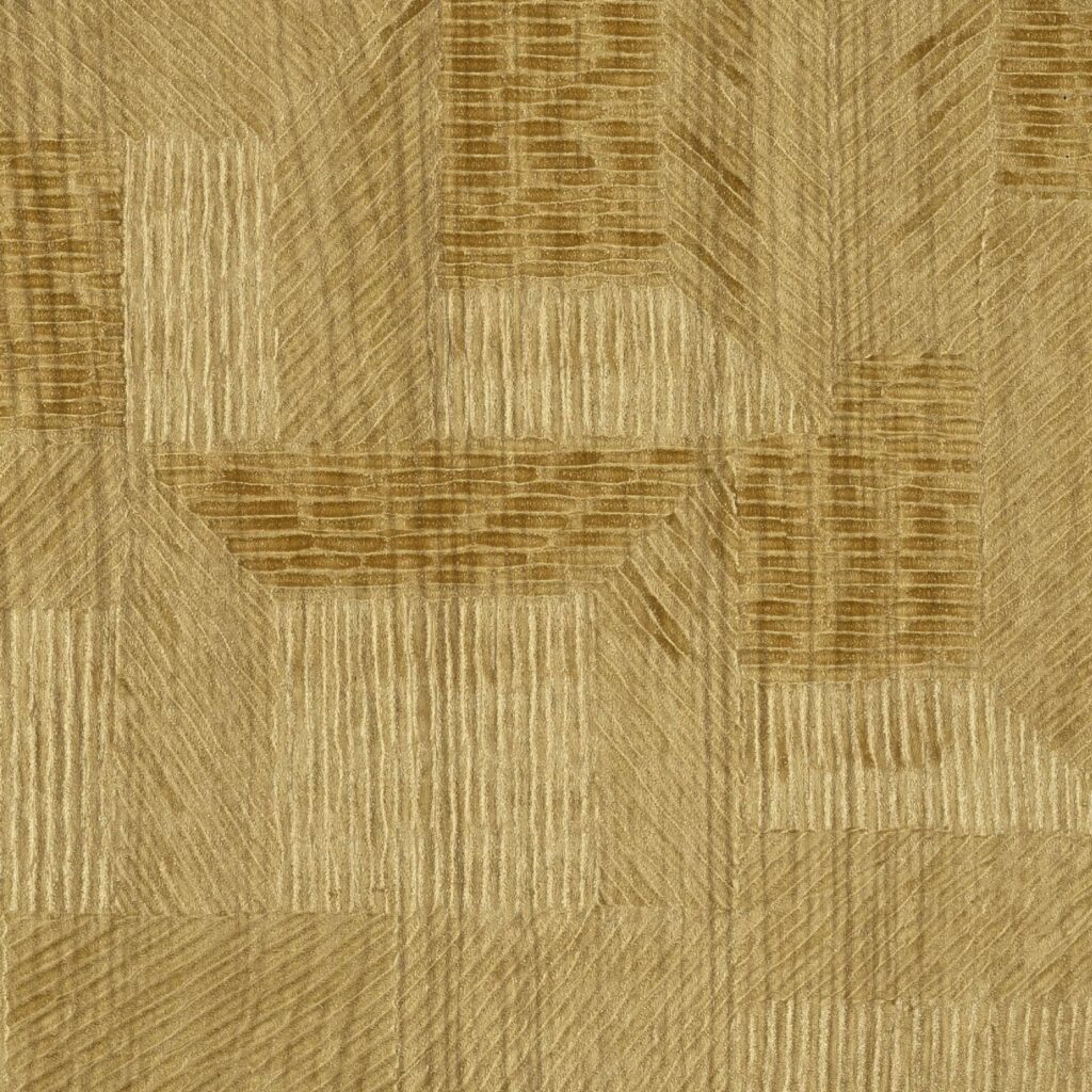 Reliefbehang met houtstructuur in geometrisch patroon uit de Elitis Bois Sculpté Ramille collectie.