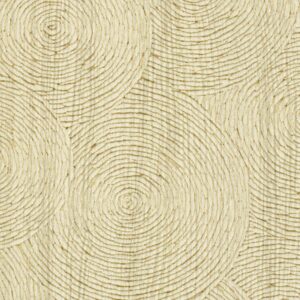 Beige Elitis-behang Bois Sculpte Volute VP 937 21 met een reliëfpatroon van concentrische cirkels die doen denken aan houtnerven.