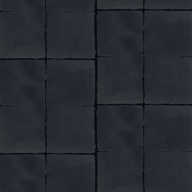 Donkerblauw Elitis Hanji Nishino RM 1059 80 behang met een patroon van onregelmatige vierkante vlakken.