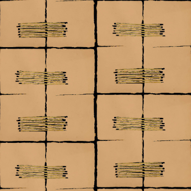 Beige Elitis Hanji Noto RM 1058 03 behang met een geometrisch patroon van rechthoeken en fijne horizontale lijnen.