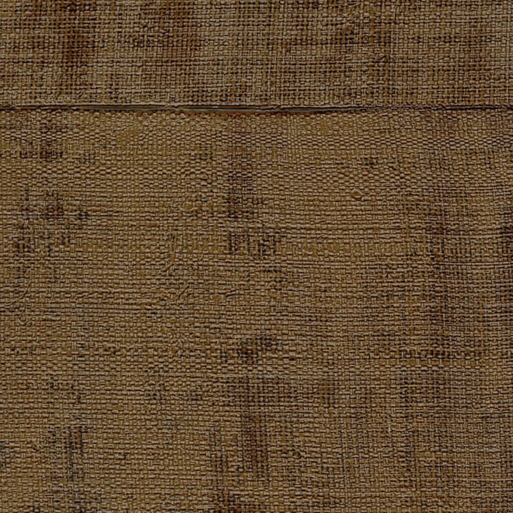 Bruin Elitis behang uit de La Caravane collectie met een grove textuur en verweerd linnenachtig patroon.