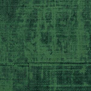 Groen Elitis-behang uit de La Caravane collectie met een textielachtige, artistieke structuur.
