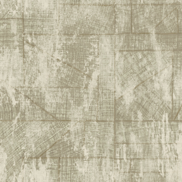 Beige Elitis-behang uit de La Caravane Chogak collectie met een textuur die doet denken aan verweerd hout.