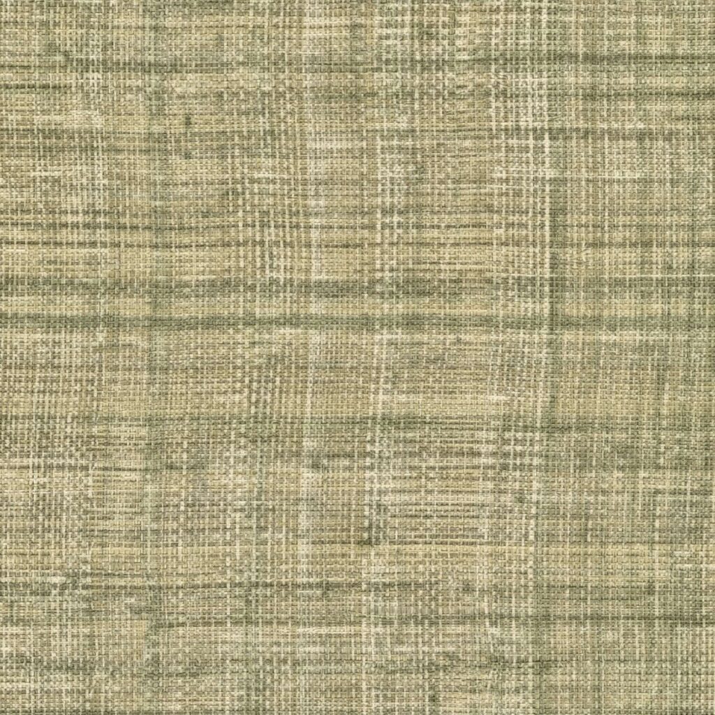 Textuur van Elitis behang Matieres Végétales Abaca VP 983 61 met een geweven, natuurlijk ogend patroon in beige en groentinten.