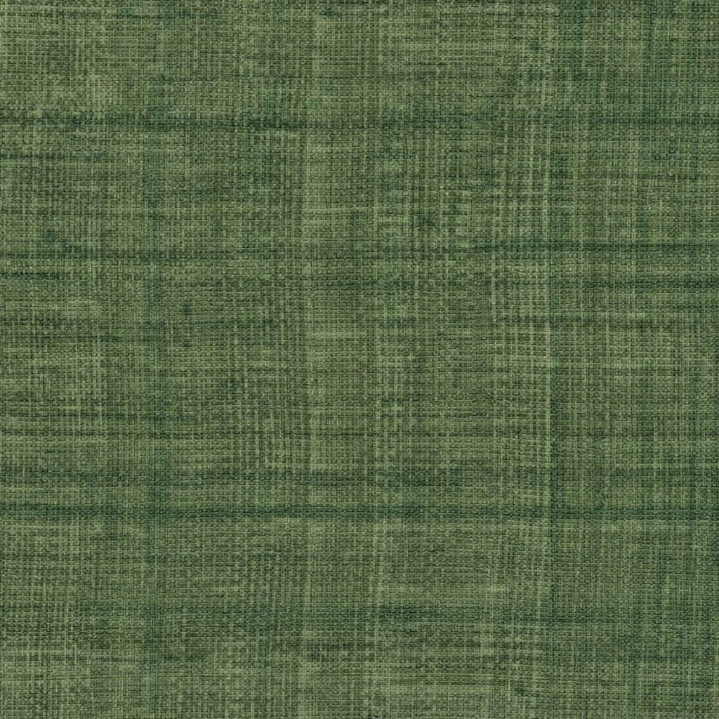 Groen Elitis behang van de Matieres Végétales Abaca collectie met een geweven textuur.