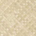 Beige Elitis-behang uit de Matières Végétales Buri collectie met een gevlochten ruitpatroon van natuurlijke vezels.
