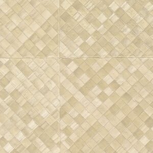 Beige Elitis-behang uit de Matières Végétales Buri collectie met een gevlochten ruitpatroon van natuurlijke vezels.