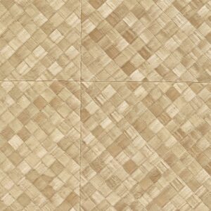 Beige Elitis behang uit de Matières Végétales collectie met een gevlochten Buri-patroon in ruitvorm.