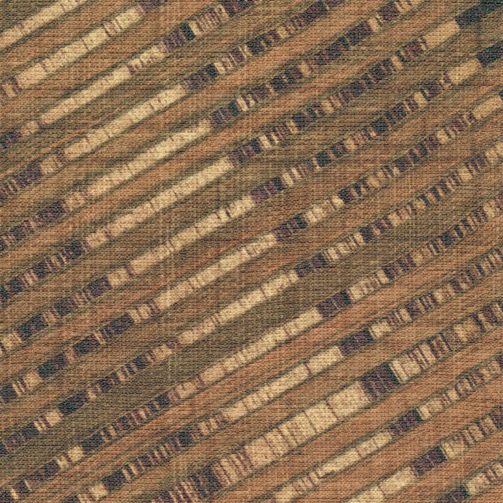 Close-up van Elitis behang uit de Matieres Vegetales Speranza collectie met een diagonaal gestreept patroon in natuurlijke aardetinten.