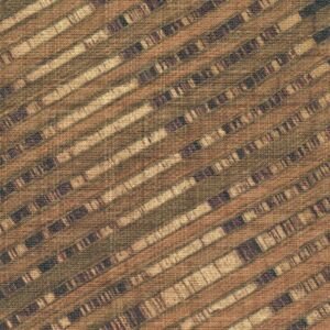 Close-up van Elitis behang uit de Matieres Vegetales Speranza collectie met een diagonaal gestreept patroon in natuurlijke aardetinten.