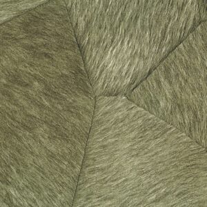 Detail van Elitis-behang Memoires Pampa VP 967 60 met een textuur van groene, harige, geometrisch gevormde vlakken.