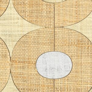 Close-up van Elitis behang Merida Wall Pépite RM 1018 02 met een geometrisch patroon in geweven natuurlijke vezels.